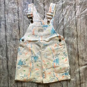 Vintage OshKosh B'gosh Cream and Blue Playful Overalls